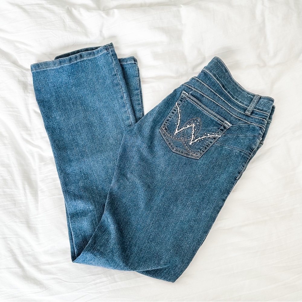 WRANGLER WOMENS LOW ROSE BOOTCUT JEANS! 12/34